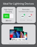 ⁦Anker PowerLine III Flow, USB C to Lightning Cable for iPhone 13 13 Pro 12 11 X XS XR 8 Plus [MFi Certified, 3ft, Midnight Black] Supports Power Delivery, Silicone Cable (Charger Not Included)⁩ - الصورة ⁦5⁩