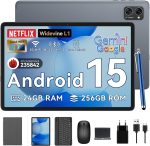 Tablet 2025 Latest Android 15 Tablets with 10.1 Inch Incell Display, 24GB RAM 256GB ROM /2TB TF, Gemini AI, T606 Octa-Core+8MP Camera, 5000mAh, Widevine L1, 2 in 1 Tablets with Keyboard Mouse Stylus