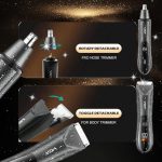 ⁦V-934 Professional Body Nose Hair Clipper IPX7/IPX5 Waterproof Ceramic Blades USB Rechargeable 120 Mins Runtime⁩ - الصورة ⁦7⁩