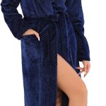Dadosh Women's Long Bathrobe Long Sleeve with Belt - Long Winter Fur Robe - Elegant Women's Fur Robe