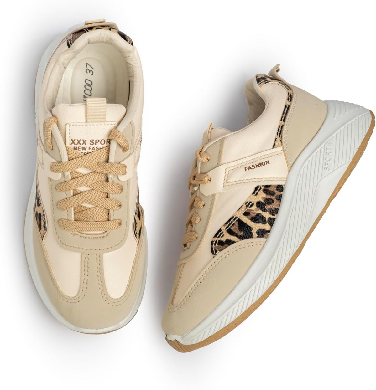 ⁦Women’s Fashion Sneakers – Lightweight Casual Walking Shoes, Comfortable Lace-Up Trainers for Everyday Wear R5⁩ - الصورة ⁦3⁩