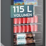 Heinrichs, Mini Fridge with Glass Door, Compact and Quiet: 41 dB, LED Interior Lighting, Perfect for Office, 5 to 18 °C, Black (115 Litres/4 Shelves/41 db) [Energy Class E] (115)