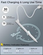 ⁦قلم ستايلس لايباد الجيل 9 و10، شحن سريع لقلم آبل ايباد مع خاصية رفض راحة اليد، متوافق مع ايباد 2018-2024 الجيل 10/9/8/7/6، ايباد برو 13 بوصة M4/12.9 بوصة/11 بوصة، ايباد اير 3/4/5/M2، ايباد ميني 5/6⁩ - الصورة ⁦3⁩