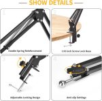 ⁦SHAWE Cell Phone Holder, Clip Clamp for Desk, Universal Stand Mount With Flexible 360 Rotation, Long Arm Bracket for 3.5-6.5in Devices, Mobile Stand for Bed, Office, Kitchen⁩ - الصورة ⁦3⁩