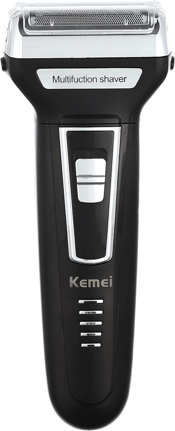 Kemei KM-6558 3in1 Rechargeable Nose Trimmer & Hair Clipper - Black/Silver