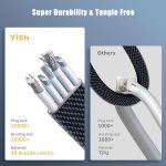 ⁦YISH Multi USB Cable 4 in 1 Universal: 1.8 m Multiple USB Charger Cable, Nylon Fast Charging Cable with USB A/USB C to 65W Type C/27W PD Compatible with iPhone Samsung Galaxy Macbook iPad⁩ - الصورة ⁦6⁩