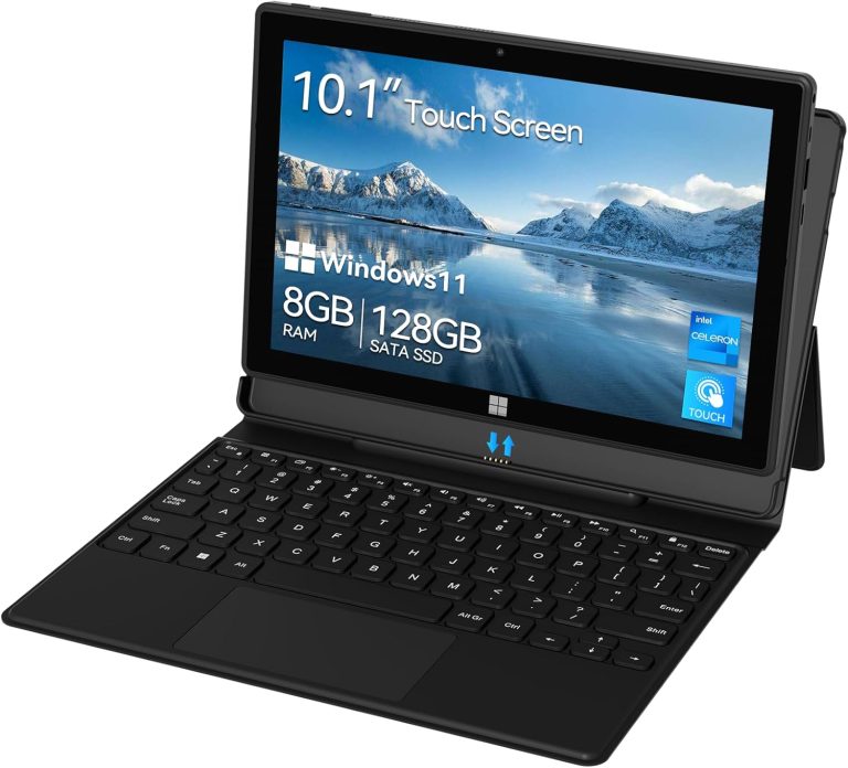 ADREAMER Windows 11 Tablet 10.1" HD Touchscreen, 8GB RAM+ 128GB SSD, Detachable Keyboard, Intel N4120, Type C+USB+HDMI, Portable for Work, Study, CNC & Home Use