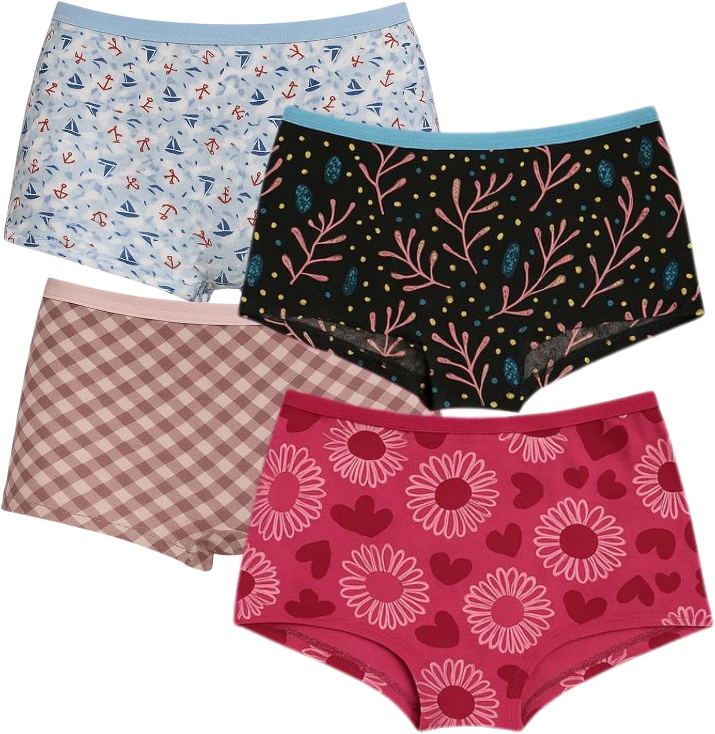 71U3CJRcogL._AC_SL1500_.jpg Dice Pack of 4 Women's Comfy Cotton Hot Short Underwear