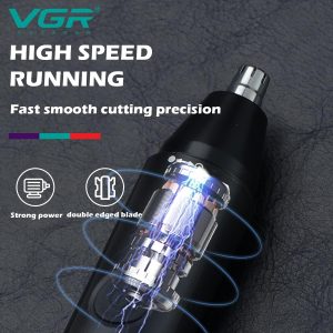 ⁦VGR V-613 Ear, Nose & Eyebrow Trimmer Professional USB Rechargeable Nose Trimmer for Men and Women Nose Clippers Eyebrow Facial Hair Trimmer Body Grooming Kit IPX5 Waterproof Dual Edge Blades⁩ - الصورة ⁦4⁩