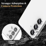 ⁦YWXTW Camera Lens Protector for Samsung Galaxy S24 / S23 / S23 Plus, [NOT for S24 Plus] 9H Tempered Glass Metal Individual Ring Camera Screen Protector for S24 Accessories (Silver)⁩ - الصورة ⁦4⁩