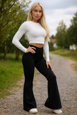 ⁦Women's High Waist Flare Leg Sport Leggings, Athletic Yoga Pants, Multiple Colors, Various Sizes⁩ - الصورة ⁦4⁩