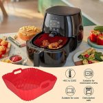 ⁦DUXAA 3 Pcs Air Fryer Silicone Liners, 8.5" Square, Grey, Silicone, Molded, Air Fryer Liners, for 4-8 Quart Air Fryers⁩ - الصورة ⁦2⁩
