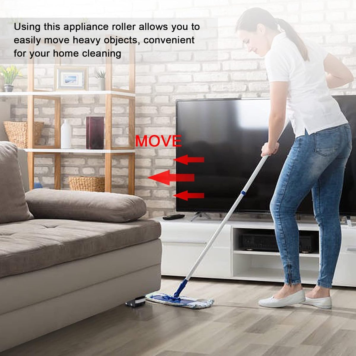 ⁦2Pcs Extendable Appliance Furniture Dolly Mobile Roller, Heavy Duty Adjustable Washing Machine Mobile Rolling Base, Metal Movable Bracket for Refrigerator Washing Machine Dryers Diswashers Base, Grey⁩ - الصورة ⁦5⁩