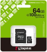 ⁦Kingston Canvas Select Plus microSD Memory Card 64GB microSDXC Gen3 100MB/s A1 Card + Adapter - SDCS3/64GB⁩ - الصورة ⁦3⁩