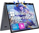 CHUWI FreeBook 13.5" 2-in-1 Laptop, 16GB LPDDR5 RAM 512GB SSD, Intel N150 (up to 3.6GHz), FHD 2256x1504, SSD 2TB Expansion, Windows 11 Touchscreen Laptops, Keyboard