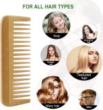 ⁦مشط خشبي واسع الاسنان - مشط شعر طبيعي بدون يد لفك تشابك الشعر بلطف والعناية اليومية بالشعر⁩ - الصورة ⁦6⁩