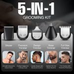 ⁦VGR V-107 Professional 11in1 IPX6 Washable Grooming Kit Trimmer for Men, 150 min Runtime (Silver, Black)⁩ - الصورة ⁦2⁩