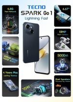 ⁦Spark Go 1 Dual SIM Startrail Black 4GB RAM 128GB - Middle East Version⁩ - الصورة ⁦2⁩
