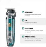 ⁦V-102 6-in-1 Professional Grooming Kit for Men | Trimmers for Face, Hair, Nose, Ears & Body | IPX6 Waterproof, 180 Minutes Runtime, 10 Guide Combs, Travel Pouch Included (Clear)⁩ - الصورة ⁦7⁩