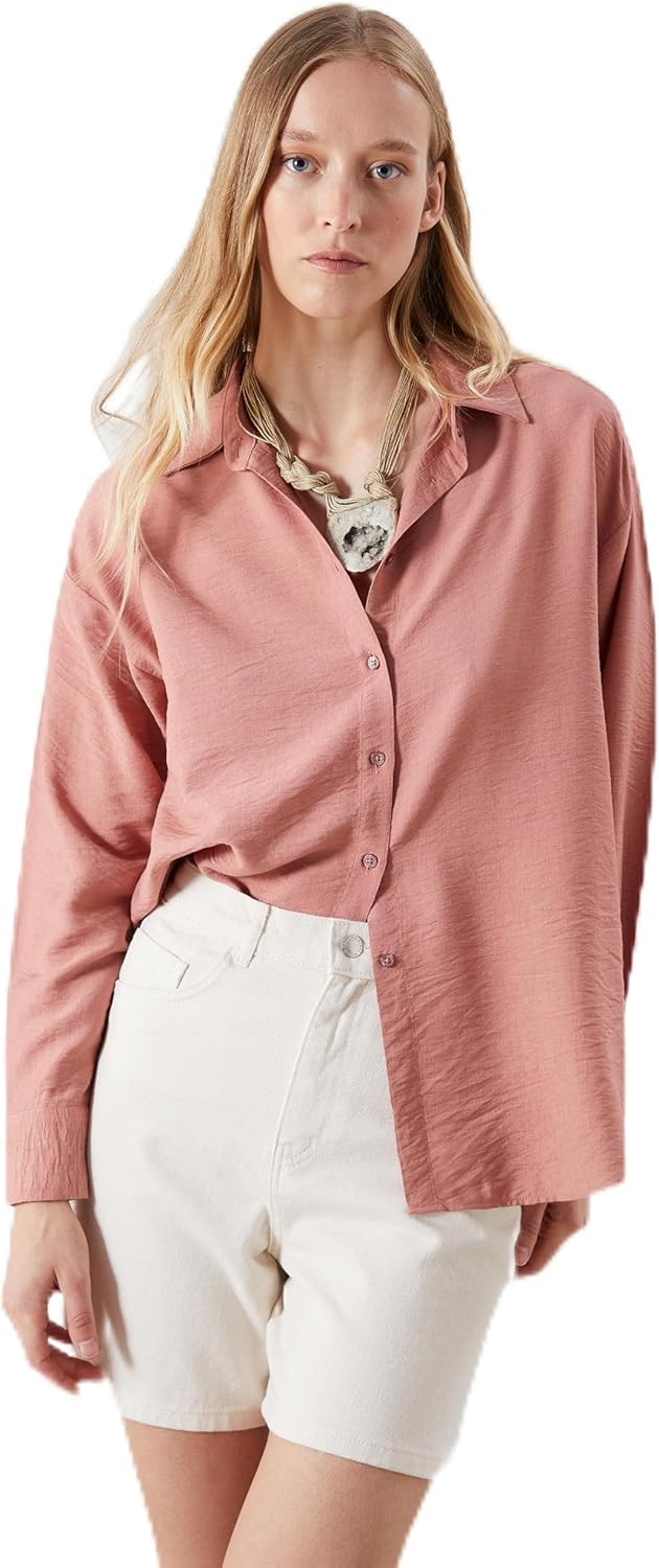 71XuLoUluJL._AC_SL1500_.jpg LC WAIKIKI Women Textured Oversize Shirt