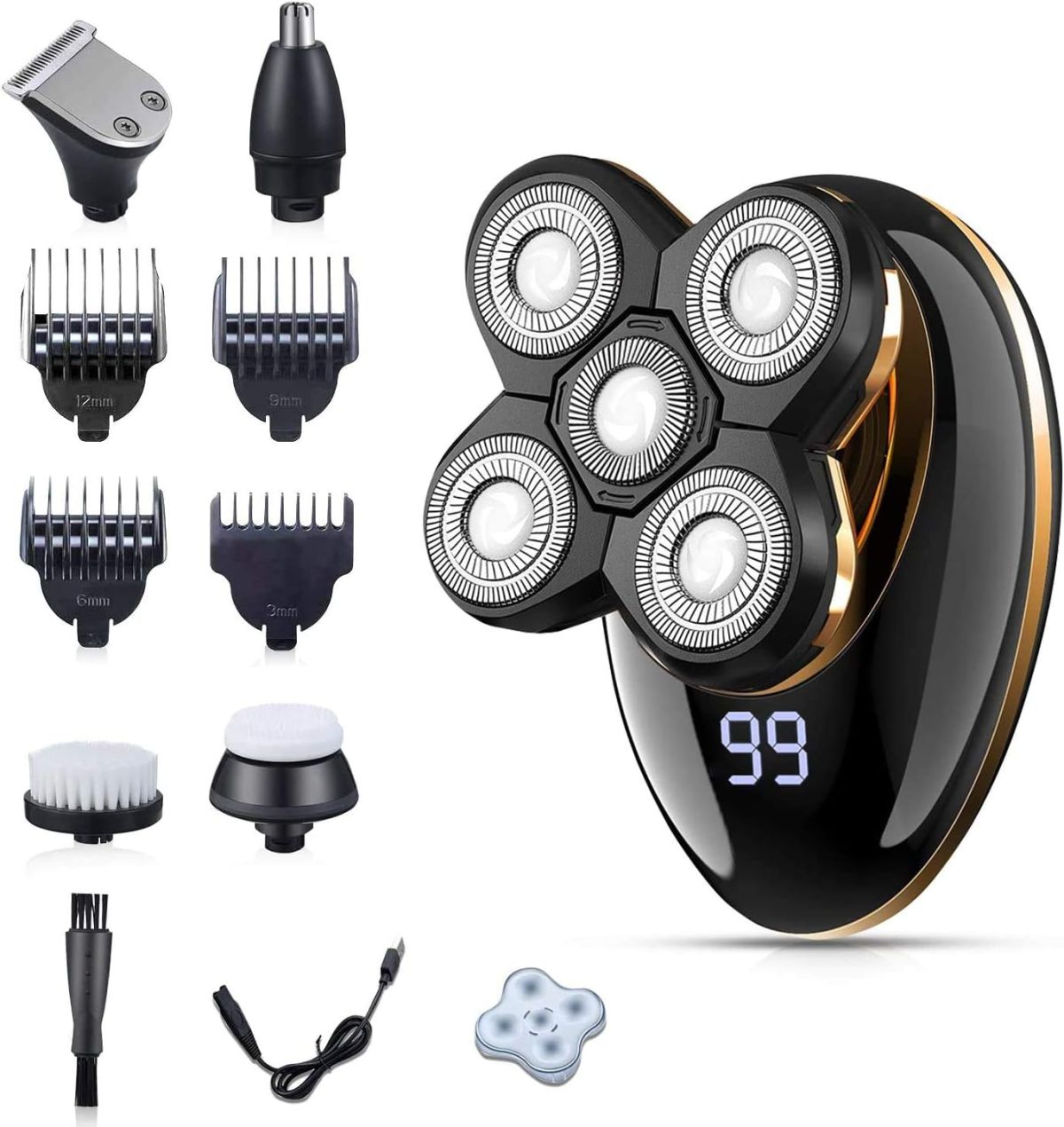 ⁦VGR V-316 Mens Head Shaver for Bald Men 5 in 1 LED Electric Cordless Razors USB Rechargeable Wet & Dry Grooming Kit Nose Hair Trimmer IPX5-Waterproof⁩ - الصورة ⁦5⁩