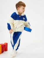 ⁦KOTON Baby boys Shearling High Neck Zipper Closure Applique Detail Color Block Sweatshirt⁩ - الصورة ⁦2⁩