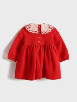 ⁦LC WAIKIKI Peter Pan Collar Girl’S Muslin Dress Red⁩ - الصورة ⁦2⁩