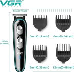 ⁦VGR V-055 Professional Cordless Beard Hair Trimmer Kit Wireless Hair Grooming Trimmers with 4 Guide Combs Brush USB Cord for Men, Family or Pets Rechargeable Li-ion Battery 120 mins Runtime - Black⁩ - الصورة ⁦8⁩