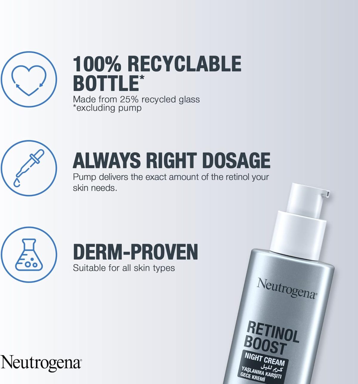 ⁦Neutrogena Retinol Boost Night Cream 50ml – Anti-age face cream with Retinol, Collagen, Myrthus & Hyaluronic Acid to hydrate & improve skin texture⁩ - الصورة ⁦6⁩