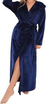 ⁦Dadosh Women's Long Bathrobe Long Sleeve with Belt - Long Winter Fur Robe - Elegant Women's Fur Robe⁩ - الصورة ⁦3⁩