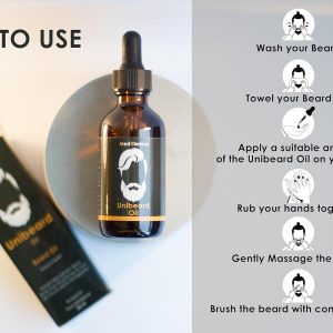 ⁦Beard Oil for strengthening beard growth and nurturing hair follicles - 50 ml - with Argan, Jojoba, Avocado, Sweet Almond, Grapefruit, Macademia and Vitamin E - Unibeard oil with coconut scent⁩ - الصورة ⁦4⁩
