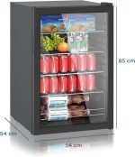 ⁦Heinrichs, Mini Fridge with Glass Door, Compact and Quiet: 41 dB, LED Interior Lighting, Perfect for Office, 5 to 18 °C, Black (115 Litres/4 Shelves/41 db) [Energy Class E] (115)⁩ - الصورة ⁦5⁩