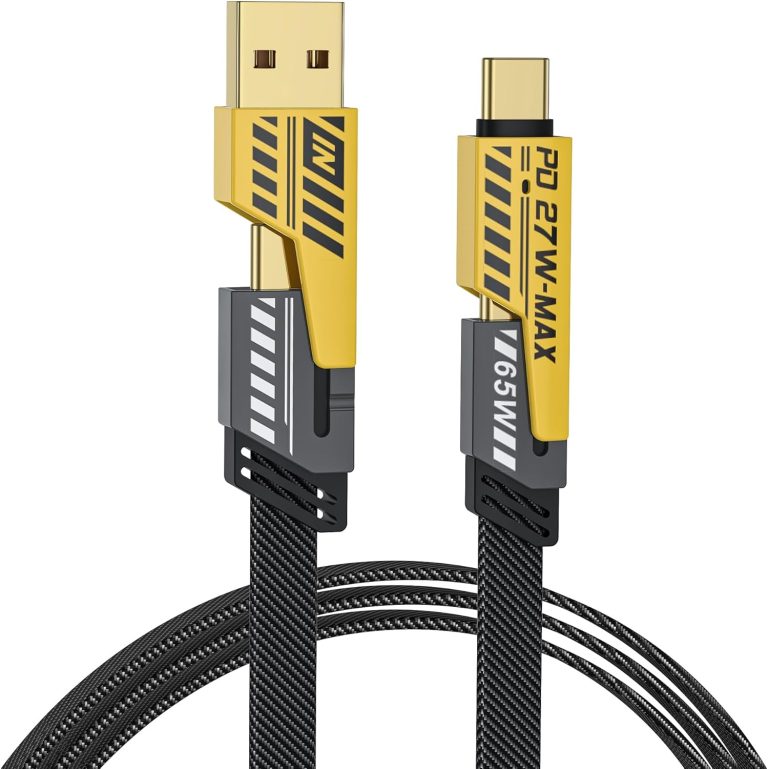 NOHON 4 in 1 Multi-Use USB Charging Cable: 1ft Fast Charging Cable with A/C to 65W Type-C + 27 PD Nylon Braided Multi-Port Compatible with iPhone