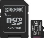Kingston Canvas Select Plus microSD Memory Card 64GB microSDXC Gen3 100MB/s A1 Card + Adapter - SDCS3/64GB