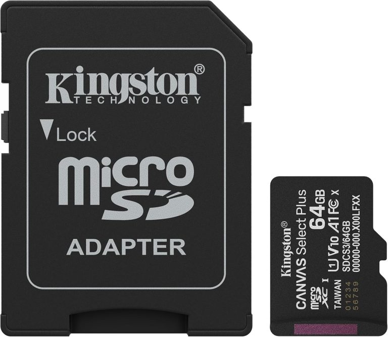 Kingston Canvas Select Plus microSD Memory Card 64GB microSDXC Gen3 100MB/s A1 Card + Adapter - SDCS3/64GB