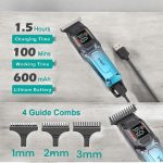⁦Hair & Beard Trimmer v-964 Stainless Steel Blades Motor Turbo 7000 RPM USB Charger 3 Shaving Combs Runtime 100 Minutes Charging Time 1.5 Hours Travel Size⁩ - الصورة ⁦2⁩