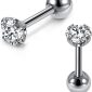 Zysta Mini Cubic Zirconia 16G Earring Studs Round Rhinestone Diamond Stainless Steel Post Back Ball Screw Men Women Boy Girl Nose Helix Cartilage Ear Lobe Small Cute Piercing Jewelry