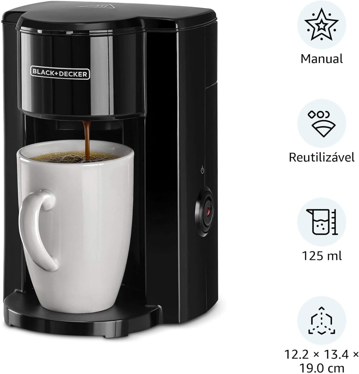 ⁦Black & Decker DCM25N-B5 Coffee Maker, Black - 1 Cup⁩ - الصورة ⁦7⁩