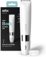 Braun Body Mini Trimmer For Gentle Body Hair Removal, Precision Trimmer, Wet & Dry, 100% Waterproof, BS1000, White