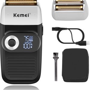 Kemei Foil Shavers for Men Electric Razor with Bald Trimming Cordless Electric Shavers with LED Display 2 in 1