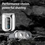 ⁦ماكينة حلاقة احترافية صغيرة للرجال v-342شفرات ثنائية دوارة مقاومة للماء IPX5 تعمل شحن وكهرباء وقت الشحن ساعة وقت تشغيل 60 دقيقة ماتور قوي أداء احترافي⁩ - الصورة ⁦8⁩