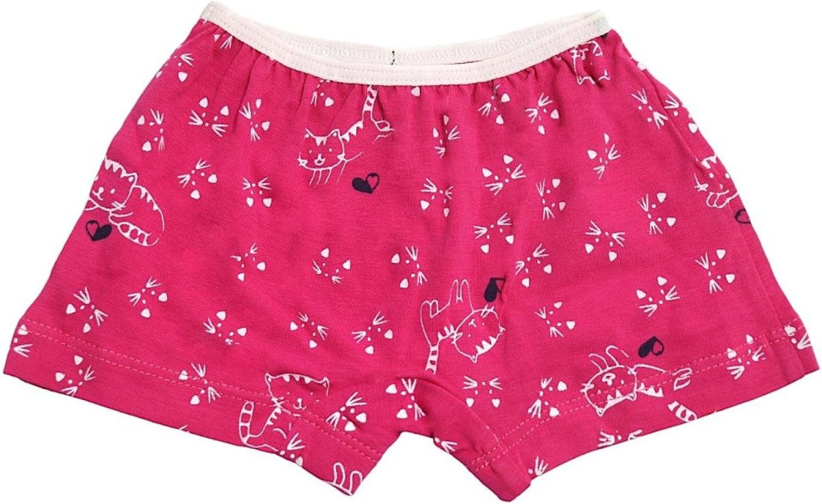 ⁦Skills Cotton Boxer Short Printed Cats For Girls-Fuchsia-2Years⁩ - الصورة ⁦2⁩