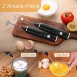 ⁦Milk frother handheld, rechargeable electric mixer for coffee drink, foam bread maker, 3 speed adjustable hand held mixer for mini whisk, cappuccino latte hot chocolate (black)⁩ - الصورة ⁦4⁩