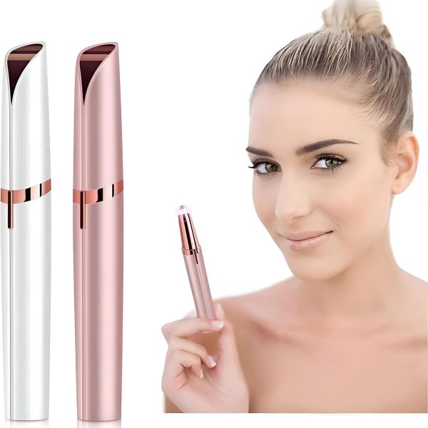 Portable Facial Epilator - USB Rechargeable Hair Removal Pen for Fine Hair on Eyebrows and Upper Lip in Sleek Silver Construction