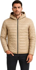 Miza Men's Winter Quilted Front Zipper Hooded Bomb Jacket