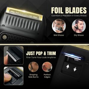 ⁦Vgr V-353 Professional Ultra Thin Shaver - Rechargeable Razor for Face Care & Beard Trimmer - Reciprocating Blade with USB Travel Shaver, Men's Electric Razor - Black⁩ - الصورة ⁦4⁩