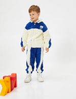 ⁦KOTON Baby boys Shearling High Neck Zipper Closure Applique Detail Color Block Sweatshirt⁩ - الصورة ⁦3⁩