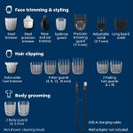 ⁦Philips Norelco Multigroom Series 7000, Mens Grooming Kit with Trimmer for Beard, Head, Hair, Body, Groin, and Face - NO Blade Oil Needed, MG7910/49⁩ - الصورة ⁦2⁩