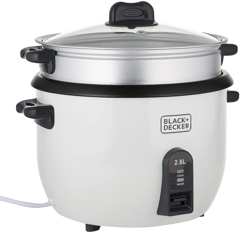 Black & Decker Rc2850-B5 2.8 Liter Non-Stick Rice Cooker, White, Stainless Steel Material International warranty