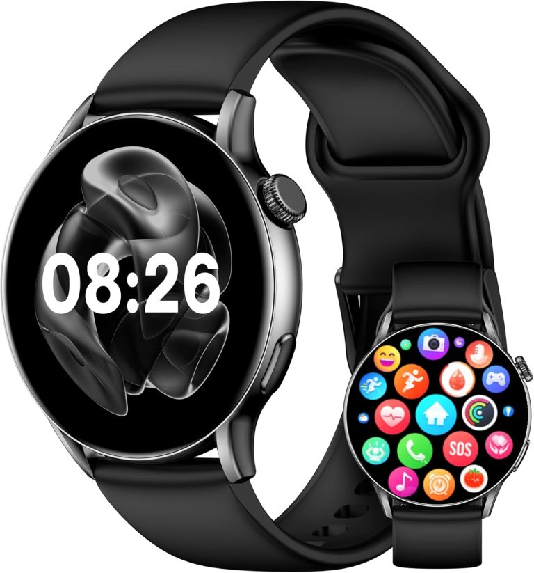 cardoO Smart Watch X Orbit, Round 1.6” AMOLED Display, Bluetooth Calling, Fitness & Health Tracker with Heart, Sleep & SpO2 Monitoring, 100+ Sports Modes – Waterproof, iOS & Android Compatible - Black
